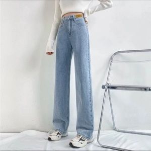 Woman Jeans High Waist Wide Leg Cotton denim